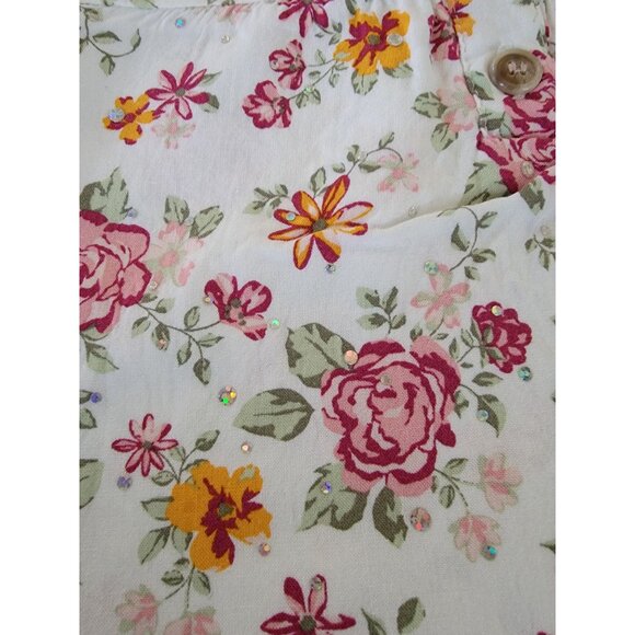 Little Lass Girls Long Sleeve Floral Top 2T White W/ Pink & Yellow Flower Print - Picture 2 of 4